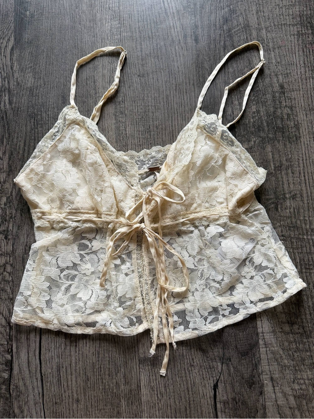 Ivory Lace Tie-Front Cami Top